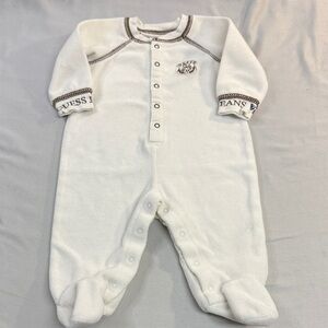 Guess - Cream Footie One Piece Velour Sleeper